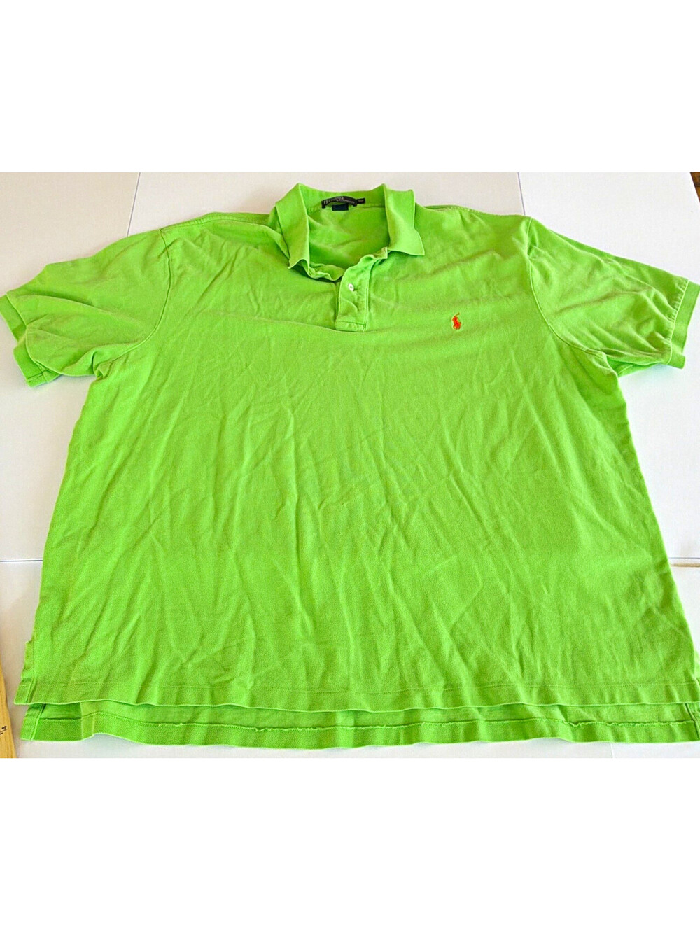 Polo Ralph Lauren Men's Green Solid Collared Polo Shirt 3XB Big Tall Logo